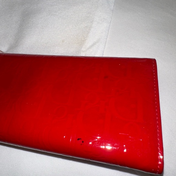 DIOR PURSE TROTTER CHAIN WALLET PATENT LEATHER Red - Picture 7 of 13